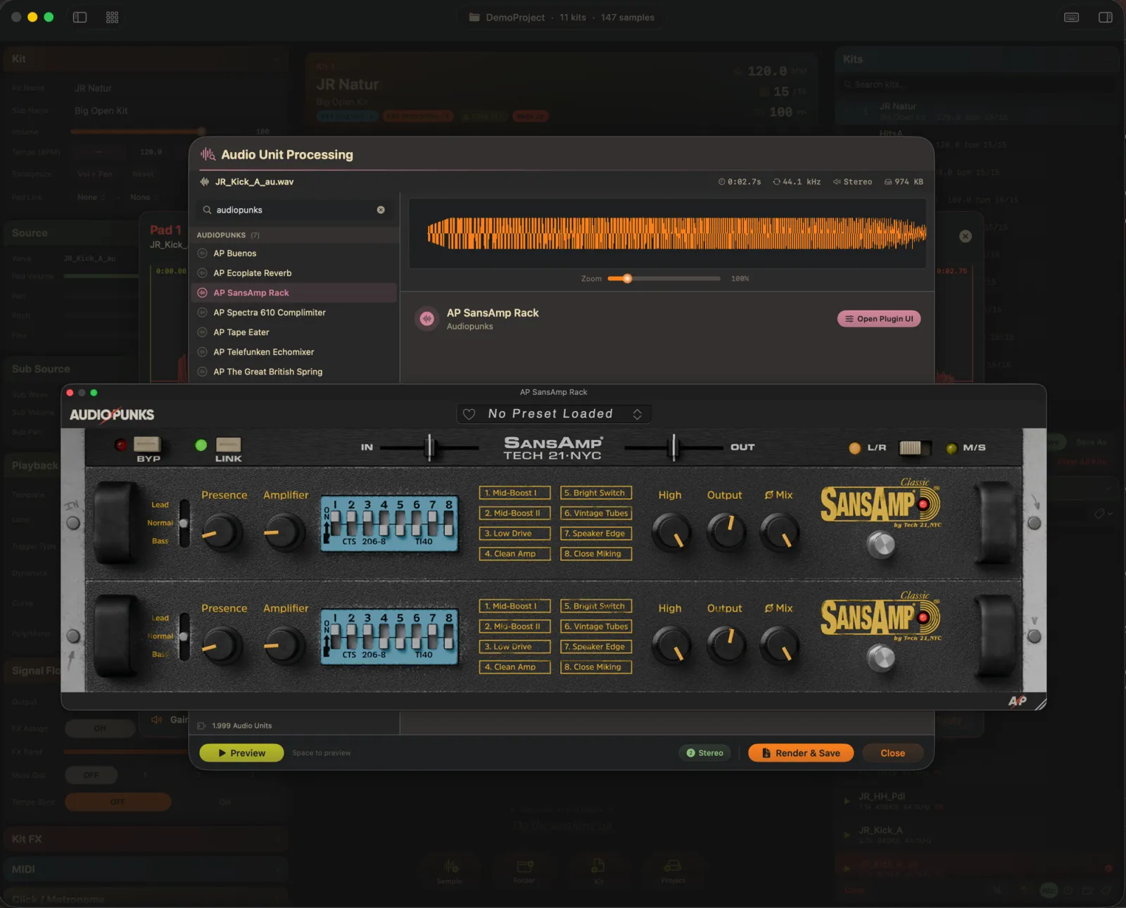 SPD-SX Editor — Audio Unit Processing